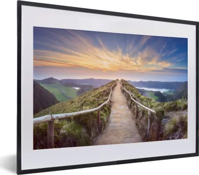 Produktbild von MuchoWow® Gerahmtes Poster Berge - Natur - Weg 40x30 cm - Poster mit Schwarzem Bilderrahmen Wandposter Rahmen Foto Bilder - Bilderrahmen - Poster im Rahmen