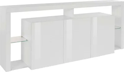 Produktbild von Kommode Ddariv, 3-türiges Wohnzimmer-Buffet, Wohnzimmer-Kommode, modernes Kommode, 100 %  Italy, 200 x 40 x 80 cm, glänzendes Weiß