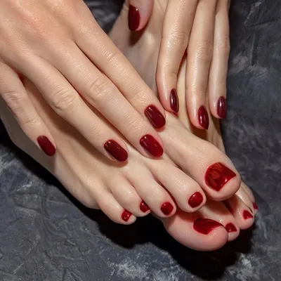 Produktbild von GKA 48 Stück Künstliche Fingernägel und Fußnägel L2 dunkelrot zum Aufkleben press on Nails Klebepads mit Kleber und Nagelfeile Nägel