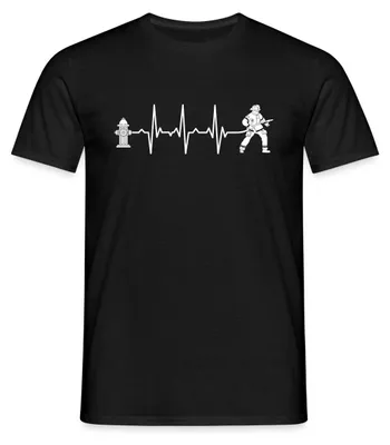 Produktbild von Spreadshirt Feuerwehrmann Feuerwehr Geschenk Herzschlag EKG Hydrant Männer T-Shirt, 3XL, Schwarz