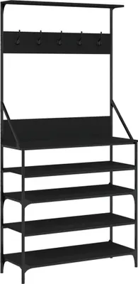 Produktbild von Kleiderständer mit Schuhablage Schwarz 90x34x184 cm