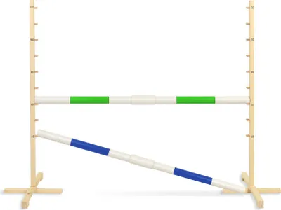 Produktbild von Sprunghindernis für Steckenpferd 160cm, h-120 cm, zwei Balken grün und blau