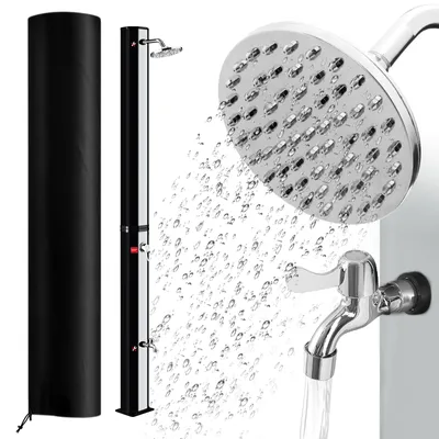Produktbild von JOIEYOU zahradní sprcha 35L solární kempingová sprcha včetně ochranného krytu, venkovní sprcha s kohoutkem dešťová hlavice pro zahradní bazén sprcha pro kempování, do 60 °C, stříbrná