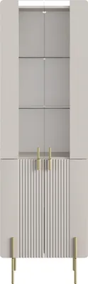 Zdjęcie produktu dla Witryna szklana do salonu 60 cm kaszmir złoto ryflowana regulowane półki