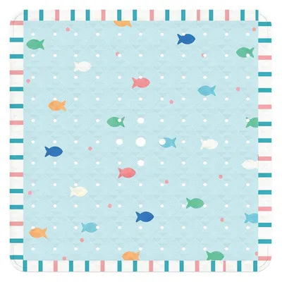 Obrázok produktu pre Protisklzová podložka pod sprchu, 53x53 cm. Antibakteriálna, odolná proti plesniam, vhodná na pranie v práčke. Farebný motív: ryby