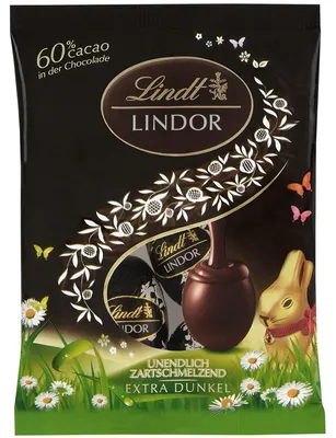 Obrázek produktu pro Lindt Lindor Dark vejce 5 jednotlivě balených velikonočních vajec s náplní 90g
