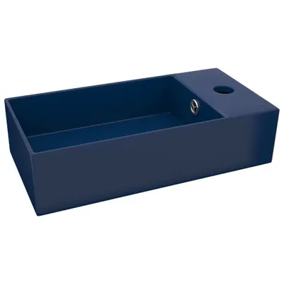 Immagine prodotto di vidaXL Lavabo da bagno con troppopieno in Vetroceramica blu scuro