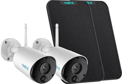 Produktbild von Reolink Bezdrátová bezpečnostní kamera na baterie Venkovní 1080p HD s PIR detektorem pohybu, 2,4GHz WLAN, IR noční vidění, slot na SD kartu, časosběr, obousměrný zvuk, Argus Eco se solárním panelem (2 ks)
