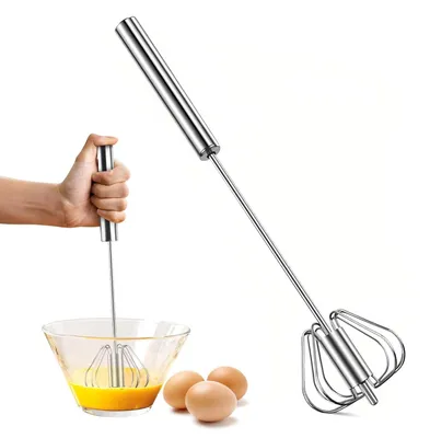 Semi-automatischer Edelstahl-Schneebesen, Silber, 1 Stück