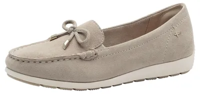Productafbeelding van Tamaris Comfort dames slipper, leren mocassin, wijde pasvorm, model 8-84600-44, maat: 41 EU, kleur: beige