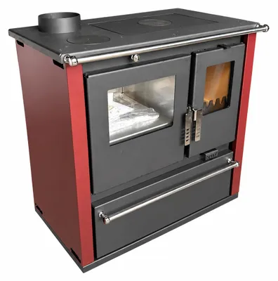 Produktbild von – Verso CS Plus Inox Bordo 7,7 kW mit Ofen, Kochfeld & Holzfach links