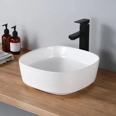 Imagen del producto de Lavabo cuadrado blanco para montaje en pared