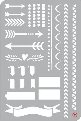 Produktbild von Bullet Journal Schablone "Pfeile und  Borten", Format 12 x 18 cm