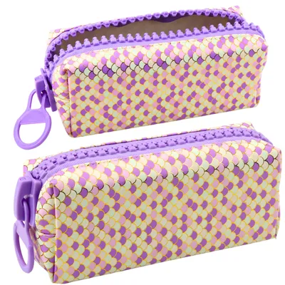 Obrázok produktu pre Školský organizér na peračníky vzor morská panna veľký fialový zips 21x8cm
