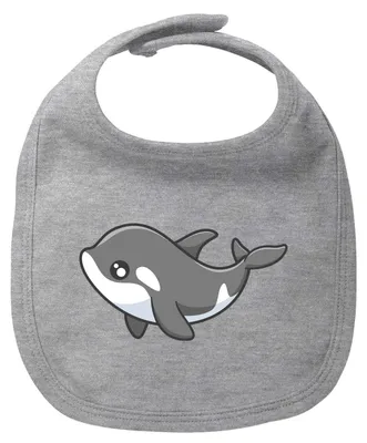 Produktbild von Huuraa Baby Lätzchen Orka Killerwal Heather Grey Klettverschluss Baumwolle Latz Geschenkidee