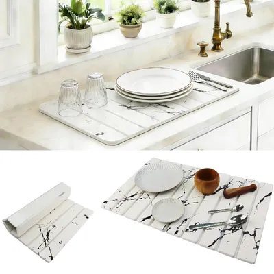 Image de Tapis de cuisine pliable en diatomite – Tapis de séchage rapide pour la cuisine et la salle de bain