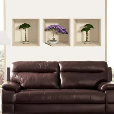 Obrázek produktu pro Samolepky s 3D efektem s motivem bonsají a květin, 40 x 120 cm