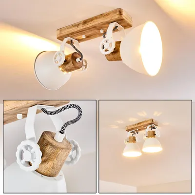 Produktbild von Cotes »Cotes« 2-flammige Deckenlampe aus Metall/Holz in Weiß/Braun
