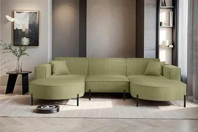 Produktbild von Wohnlandschaft U-Form Sofa VALENCIA in Stoff Scala Kiwi