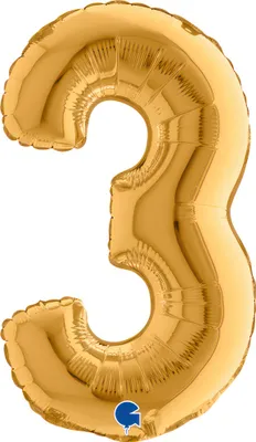 Produktbild von 14"/Ø36cm Mini Zahlen Folienballon | Gold #3