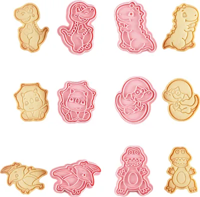 Produktbild von CANDeal Dinosaurier-Ausstechformen-Set, 6 Verschiedene Dinosaurier-Keksstempel, Weihnachts-Ausstechformen, Lustiges Fondant-Werkzeug, Gebäck, Kekse, Kuchen, Backform, Werkzeuge Für Kinder