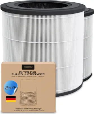 Immagine prodotto di Comedes 2 pezzi filtro combinato (HEPA+carbone attivo), adatto per Philips AC0819/10, AC0820/10, AC0820/30, AC0830/10