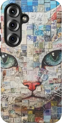 Produktbild von Katzen-Collage auf blauem Hintergrund – Hülle Kompatibel mit Samsung Galaxy S25