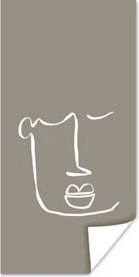 Produktbild von MuchoWow® Poster Lippen - Abstrakt - Strichzeichnung 60x120 cm - Wandschmuck