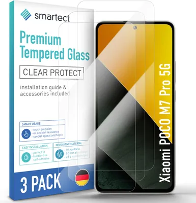 Produktbild von 3x Schutzglas Panzerfolie Klar für Xiaomi Poco M7 Pro 5G Displayschutz Hartglas