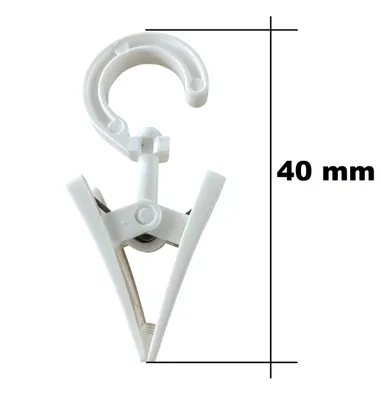 Produktbild von rewagi® 10x drehbare Gardinenklammern – Weiß – Öse Ø 10 mm – 40×18 mm – stabil
