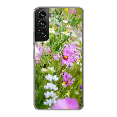 Produktbild von MuchoWow® Handyhülle Schutzhülle Hülle für Samsung Galaxy S22 Blumen - Natur - Grün - Gras - Lila - Weiß Silikon Softcase Handy Hülle - Mobiltelefonhülle