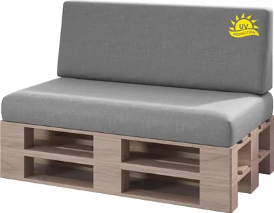Produktbild von sunnypillow 2er Palettenkissen Set mit abnehmbarem Bezug UV - beständig Sitzkissen + Rückenkissen | Grau |