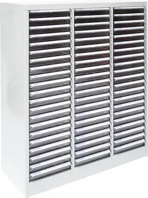 Produktbild von Schubladencontainer Kobra mit 63 Schubladen | HxBxT 88x80x35cm | Lichtgrau