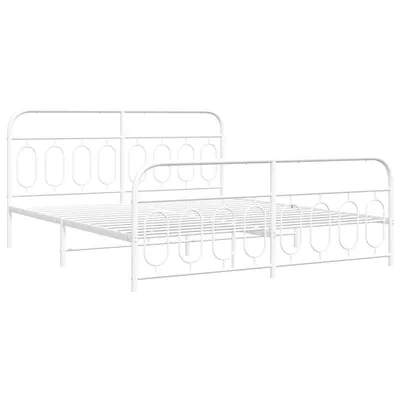 Produktbild von Bettgestell mit Kopf- und Fußteil Metall Weiß 193x203 cm