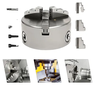 Produktbild von 3-Backen Selbstzentrierfutter, Innenbacken-Klemmbereich: 0,098–1,57 Zoll, Außenbacken-Klemmbereich: 1,5–4,33 Zoll, Klemmbereich: 1,5–4,92 Zoll, Maximales Eingangsmoment: 100, Maximale Drehzahl: 3000 U/min