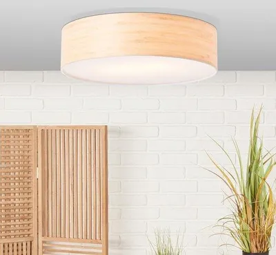 Image de Lustre d'intérieur à intensité variable, style naturel - Luminaire décoratif avec 2 douilles E27 - Ø 38 cm