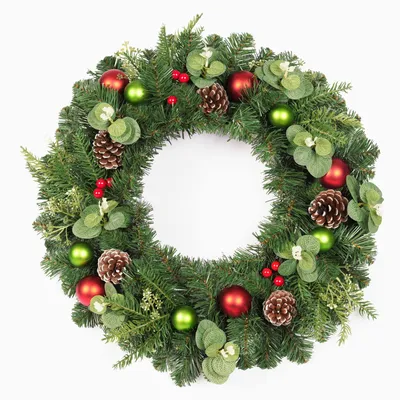 Productafbeelding van HOKEEPER kerstkrans, 60 cm, met groene PVC-naalden, kegeltjes en bessen