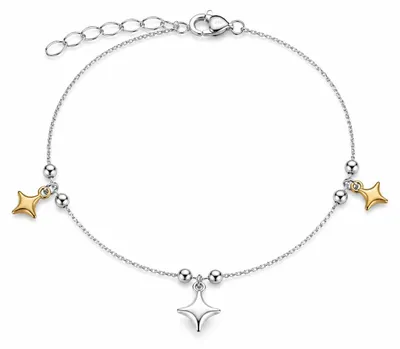 Produktbild von Fußkette Fußkettchen Sterne gold 925 Silber