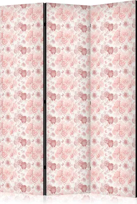 Obrázek produktu pro Jednostranný paraván Květiny 135x172 cm 3-dílný béžový