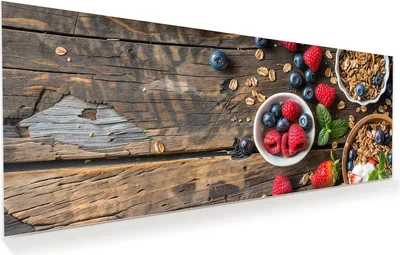 Produktbild von Glasbild 100x40cm in XXL für Wohnzimmer, Schlafzimmer Motiv Frühstück Müsli