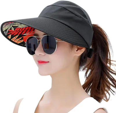 Produktbild von Sonnenhüte für Damen, breite Krempe, UV-Schutz, Sonnenhut für den Sommer und den Strand, verstaubares Visier