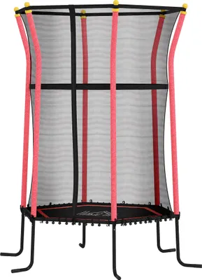 Produktbild von Trampolin für Kinder, Ø163,5 cm, mit Sicherheitsnetz, gepolstert, Stahl, belastbar bis 50 kg, Schwarz & Rot
