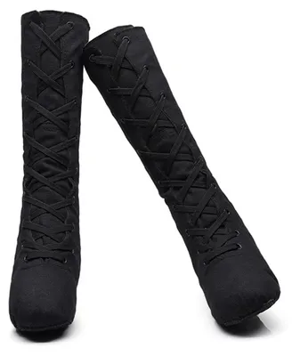 Produktbild von Damen Tanzschuhe Canvas Elastische Gymnastikschuhe Schwarz 42 EU