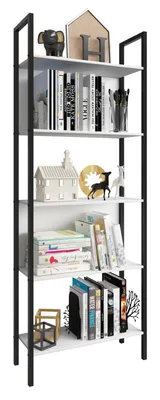 Zdjęcie produktu dla Drewno Metal Storage Stand Regał Deco Książki Stojak Półka Flakos 5