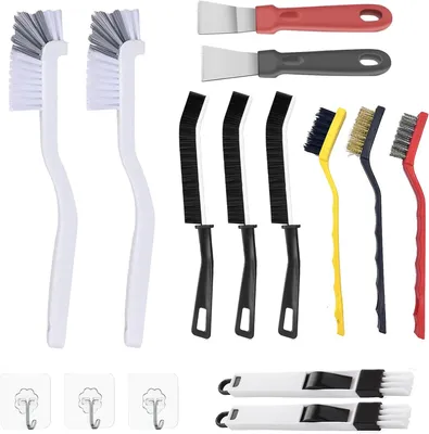 Produktbild von Reinigungsbürsten 15-teilig, harte Borsten, Fugenbürste Set, für Bad