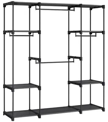 Produktbild von Offener Kleiderschrank Kleiderständer - RYG036 - Metallrahmen - Freistehend - 43×151×166 cm - Minimalistisches Design - Schwarz