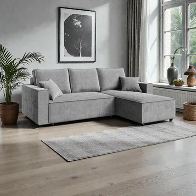 Produktbild von FurMeb24 ECKSOFA mit Schlaffunktion und bettkasten ALCOS L 232 cm × 143 cm × 85 cm Stoff POSO 55