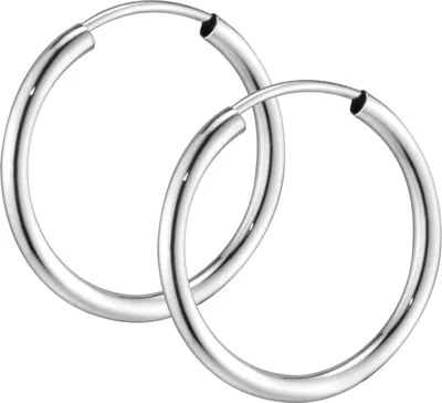 Produktbild von MATERIA Damen Mädchen Creolen Gold Ohrringe 585 Weißgold 20mm vollflexibel / Germany #GO-2
