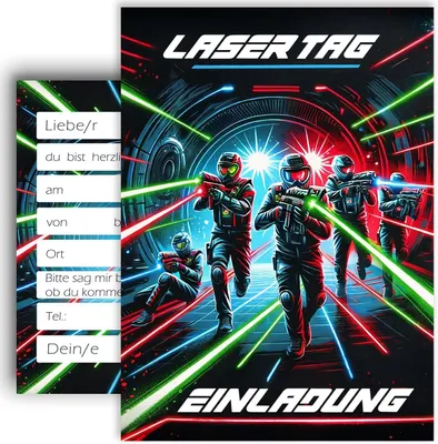 Produktbild von Einladungskarten für Kinder – Set mit 10 Stück – Kindergeburtstag – Laserspielplatz – Für Jungen und Mädchen – Party