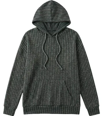 Zdjęcie produktu dla Damska Bluza z Kapturem Casual Wygodna Ciepła Puszysta Ciemnozielona S